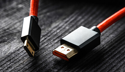 HDMI wires close up