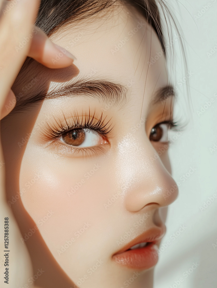Poster 綺麗な若いアジア人女性の目元のクローズアップ｜長くて美しいまつ毛が魅力的な美容ポートレート