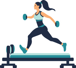 Fototapeta premium Flat Illustration of a girl doing exercise at gym, yoga, fitness lady