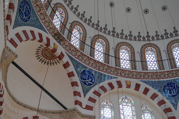 Interior and ceiling details of the Rustem Pasha Mosque in Istanbul