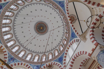 Ornate ceiling detail in Rustem Pasha Mosque in Istanbul