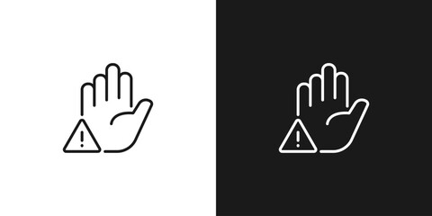 Obraz premium Hand vector icon. Warning and danger notification. Exclamation sign.