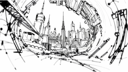Digital vector of a city