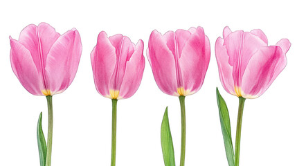 pink flowers watercolor isolated on white background