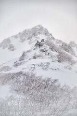 長野県　千畳敷カールから望む冬の山並み
