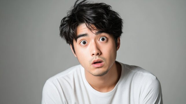 surprised young asian man portrait