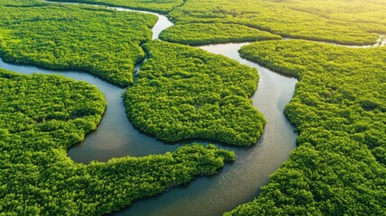 lush green mangrove forest aerial view