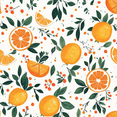 A tangerine and citrus fruit pattern, symbolizing good luck and prosperity