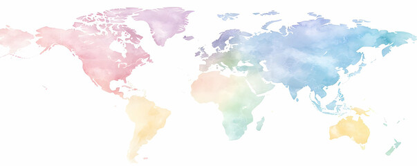 Obraz premium Pastel world map, travel, global