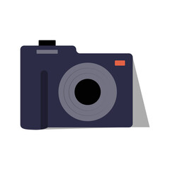 Digital Camera In Flat Vector Illustration Symbolizing Photography, Capturing Moments, And Visual Creativity, Isolated On White Background