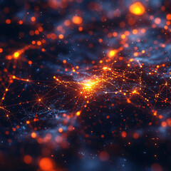 Fototapeta premium Dynamic generative AI exploration through colorful neural network visuals in a digital space. Generative AI