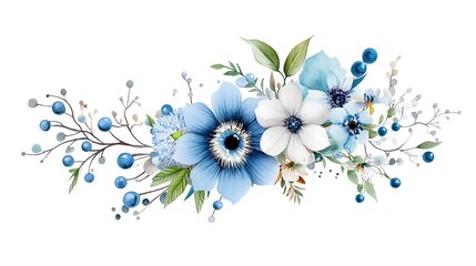 Blue floral arrangement art