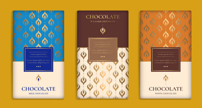 Luxury packaging design of chocolate bars. Vintage vector ornament template. Elegant, classic elements. Great for food, drink and other package types. Can be used for background and wallpaper.