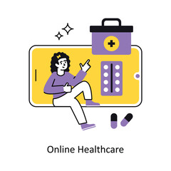 Online Healthcare Concept vector illustration.  isolated on white Background
