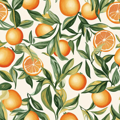 A tangerine pattern with golden citrus fruits symbolizing luck and prosperity