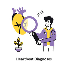 Heartbeat Diagnoses Concept vector illustration.  isolated on white Background