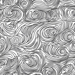 Obraz premium A mesmerizing abstract doodle pattern with continuous swirling spirals and looping waves. Some lines are thick, while others are thin and delicate, creating a dynamic sense of movement and energy in