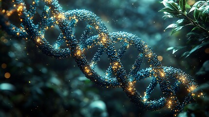 Glowing DNA Strand: A mesmerizing, 3D rendering of a DNA double helix, illuminated with a soft, ethereal glow. The strand is rendered in a vibrant blue.