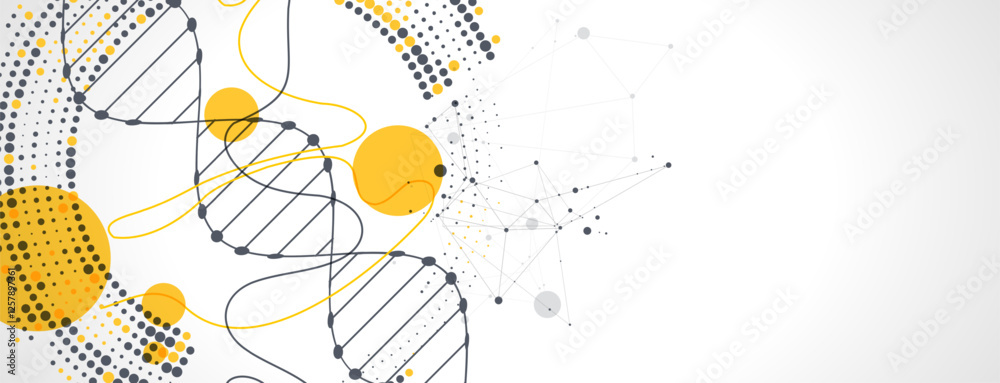 Poster abstraction on a scientific medical theme. creative image of a dna molecule with art elements.