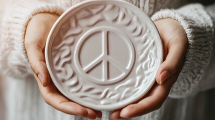 Woman's Hands Holding a Peace Sign Ceramic Coaster
