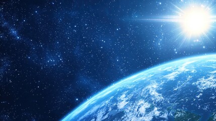 Obraz premium Earth From Space Sunrise Over the Planet with Starry Background