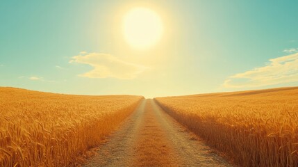 Fototapeta premium Dirt Road Through Wheat Field