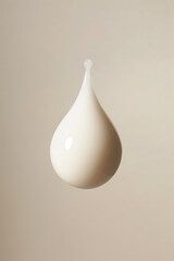 A close-up photograph of a single drop of cream on a neutral background. This beauty texture background is ideal for skincare and cosmetic product marketing, emphasizing hydration, nourishment, and se