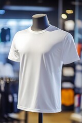 Blank Moisture-Wicking Sportswear T-Shirt on Mannequin for Athletic Apparel Concept