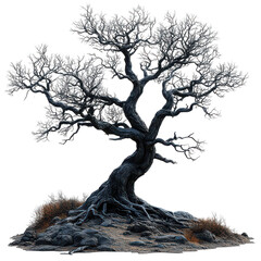 old dead spooky tree isolated on transparent background