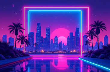 Futurism science fiction, cyber city, panorama virtual reality. AI Generative