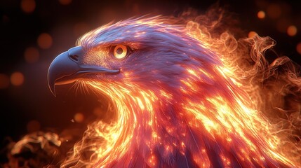 Fiery Eagle Head, Dark Background, Logo Design