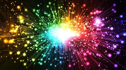 Fototapeta premium Vibrant rainbow light burst explosion.