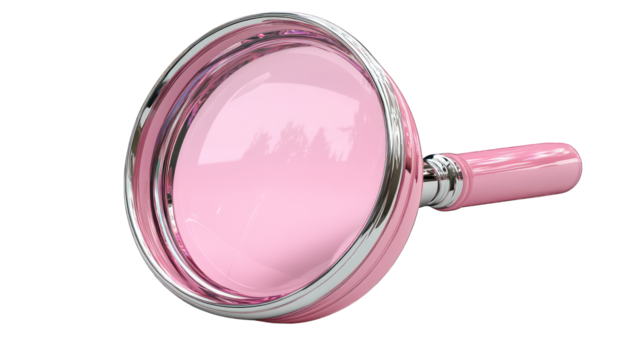 pink magnifying glass 3d render icon isolated on white background - Powered by Adobe