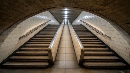 Obraz premium Subway Station Stairs Archway Descent