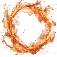 orange hot fire frame border isolated on transparent background