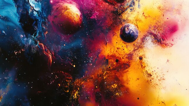 Close-up of planetary art