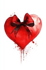 Red heart with bow
