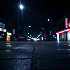 Light effect blurred background wet asphalt night view of the city neon reflections on the concrete floor night empty stage studio dark abstract background dark empty street night city Bokeh