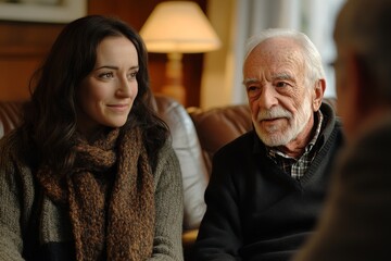 psychologist talking with a couple during mental therapy