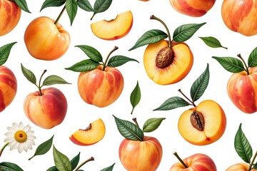 Obraz premium Ai sfondo con pesche dolci e succose 01