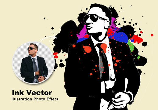 Ink Vector Ilustration Photo Effect