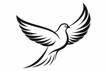 One-Line Pigeon in Flight – Elegant Black Silhouette Vector Icon, pigeon symbol Of  silhouette  vector  illustration.