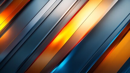 Obraz premium Abstract Diagonal Stripes Glowing Warm Orange Blue Hues. AI Generated