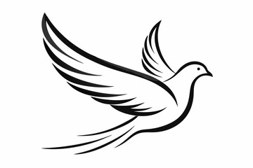 Fototapeta premium One-Line Pigeon in Flight – Elegant Black Silhouette Vector Icon, pigeon symbol Of silhouette vector illustration.