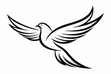 One-Line Pigeon in Flight – Elegant Black Silhouette Vector Icon, pigeon symbol Of  silhouette  vector  illustration.