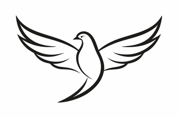 One-Line Pigeon in Flight – Elegant Black Silhouette Vector Icon, pigeon symbol Of  silhouette  vector  illustration.