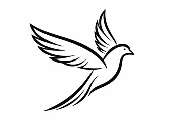 One-Line Pigeon in Flight – Elegant Black Silhouette Vector Icon, pigeon symbol Of  silhouette  vector  illustration.