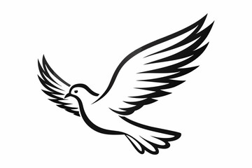 One-Line Pigeon in Flight – Elegant Black Silhouette Vector Icon, pigeon symbol Of  silhouette  vector  illustration.