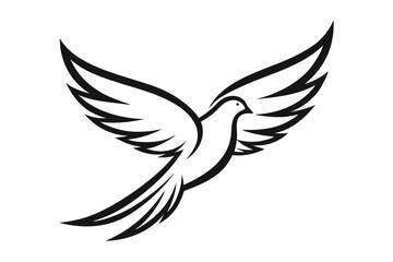 One-Line Pigeon in Flight – Elegant Black Silhouette Vector Icon, pigeon symbol Of  silhouette  vector  illustration.