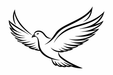 One-Line Pigeon in Flight – Elegant Black Silhouette Vector Icon, pigeon symbol Of  silhouette  vector  illustration.